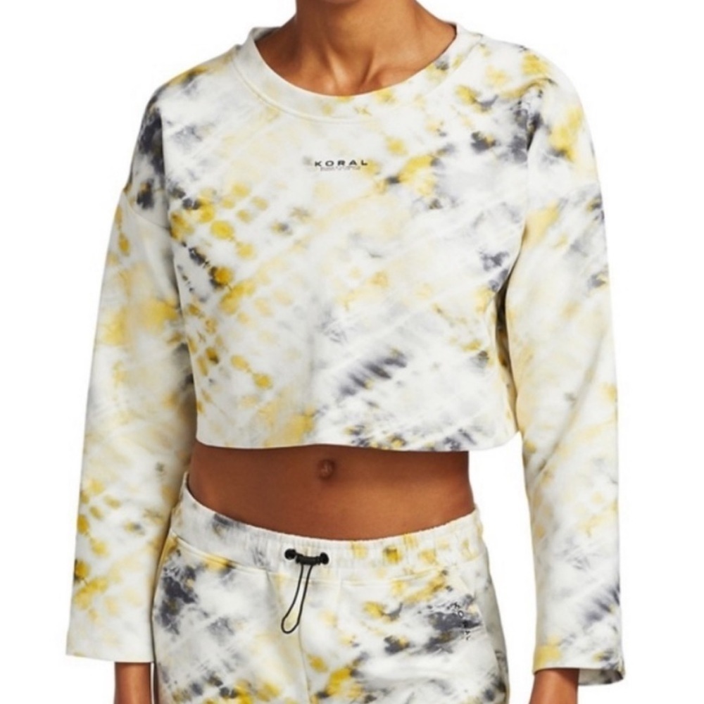 Koral Valor Tie Dye Dive Crop Top Sweatshirt